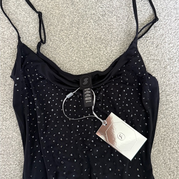 NWT - SWAROVSKI X SKIMS JELLY SHEER CAMI LONG DRESS | ONYX - Picture 3 of 5